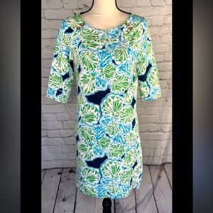 Lily Pulitzer French Terry Chic 3/4 Sleeve Boat Neck Dress Size Small